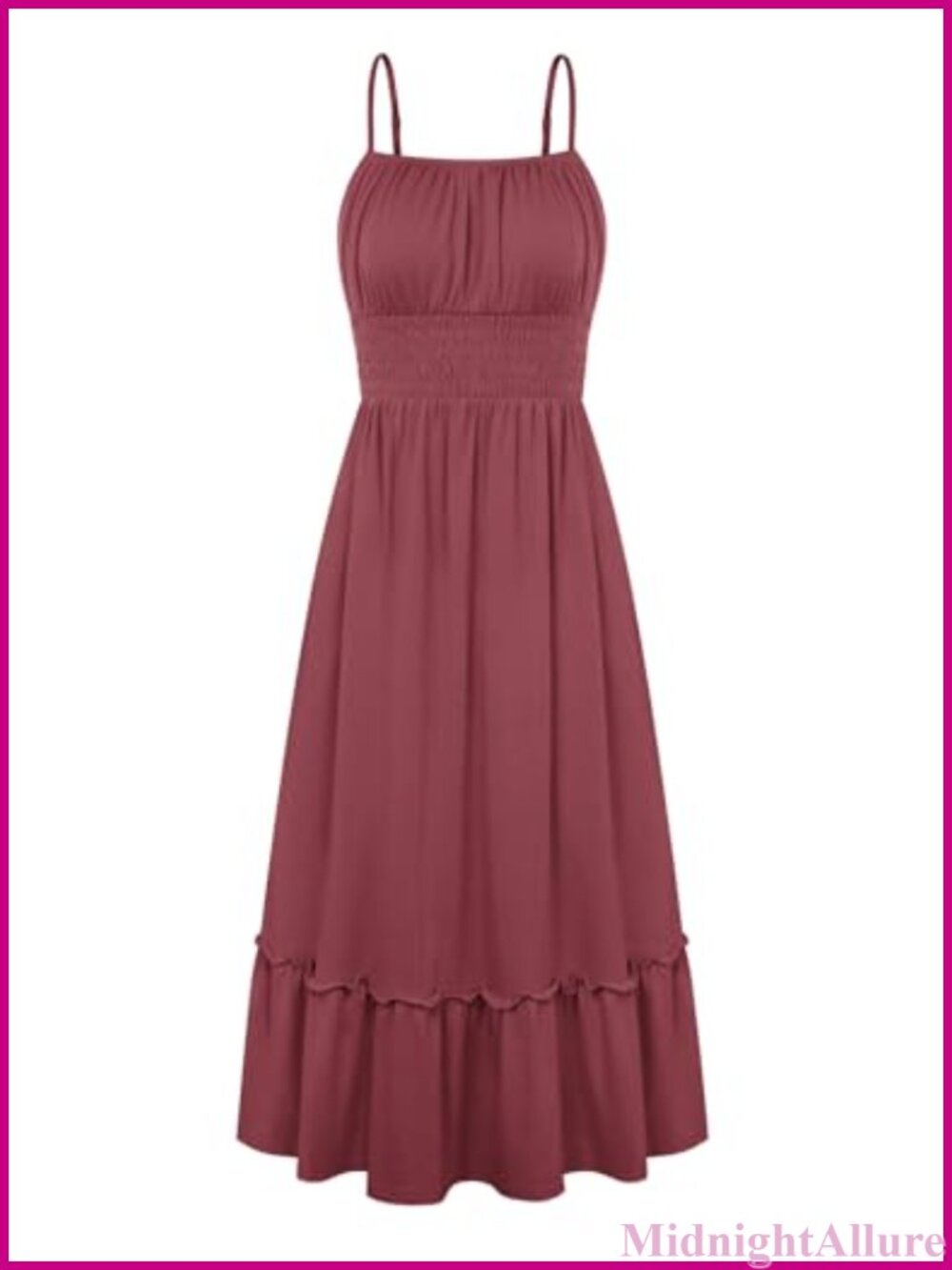 Maxi Dress Sleeveless Spaghetti Strap Square Neck Ruffle Hem Beach Vacation